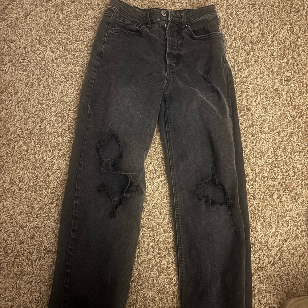 American Eagle Outfitters Black Distressed Boyfriend Jeans